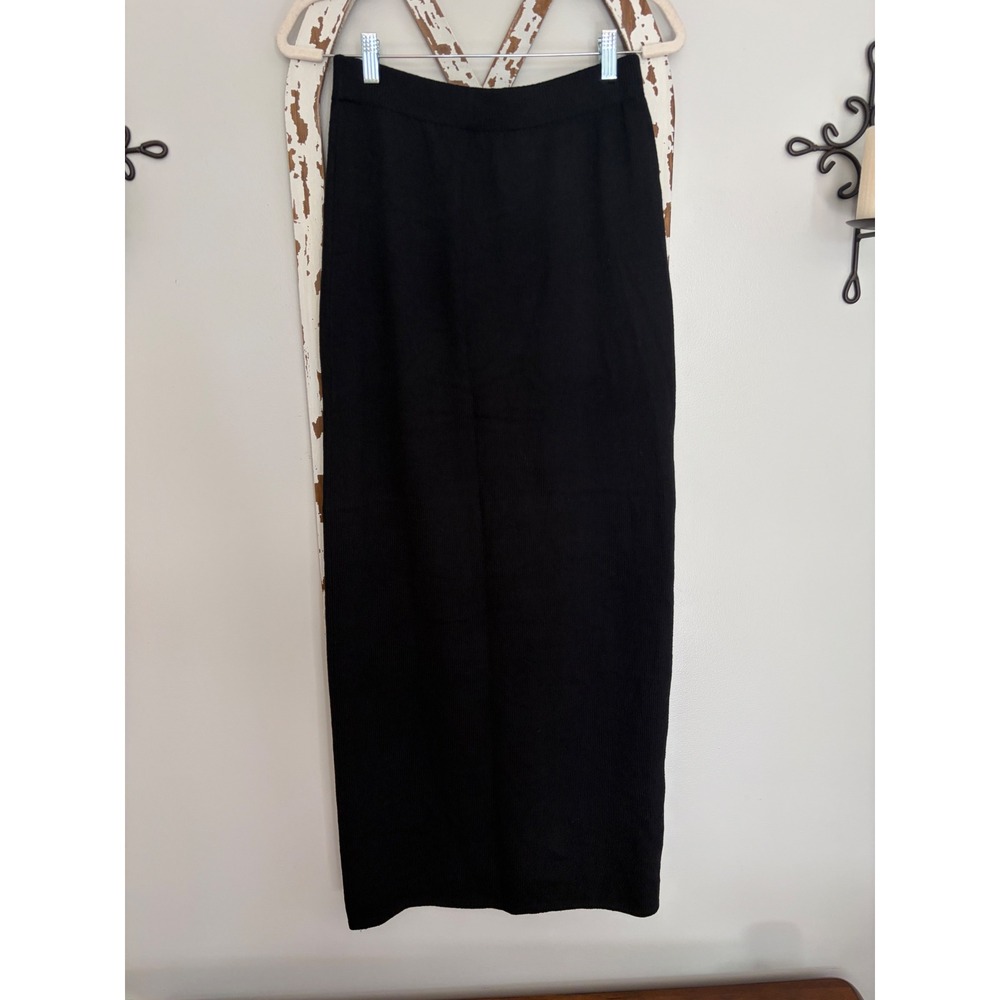 St. John Evening By Marie Gray Black Knit Women's Maxi Skirt Slit Size 10